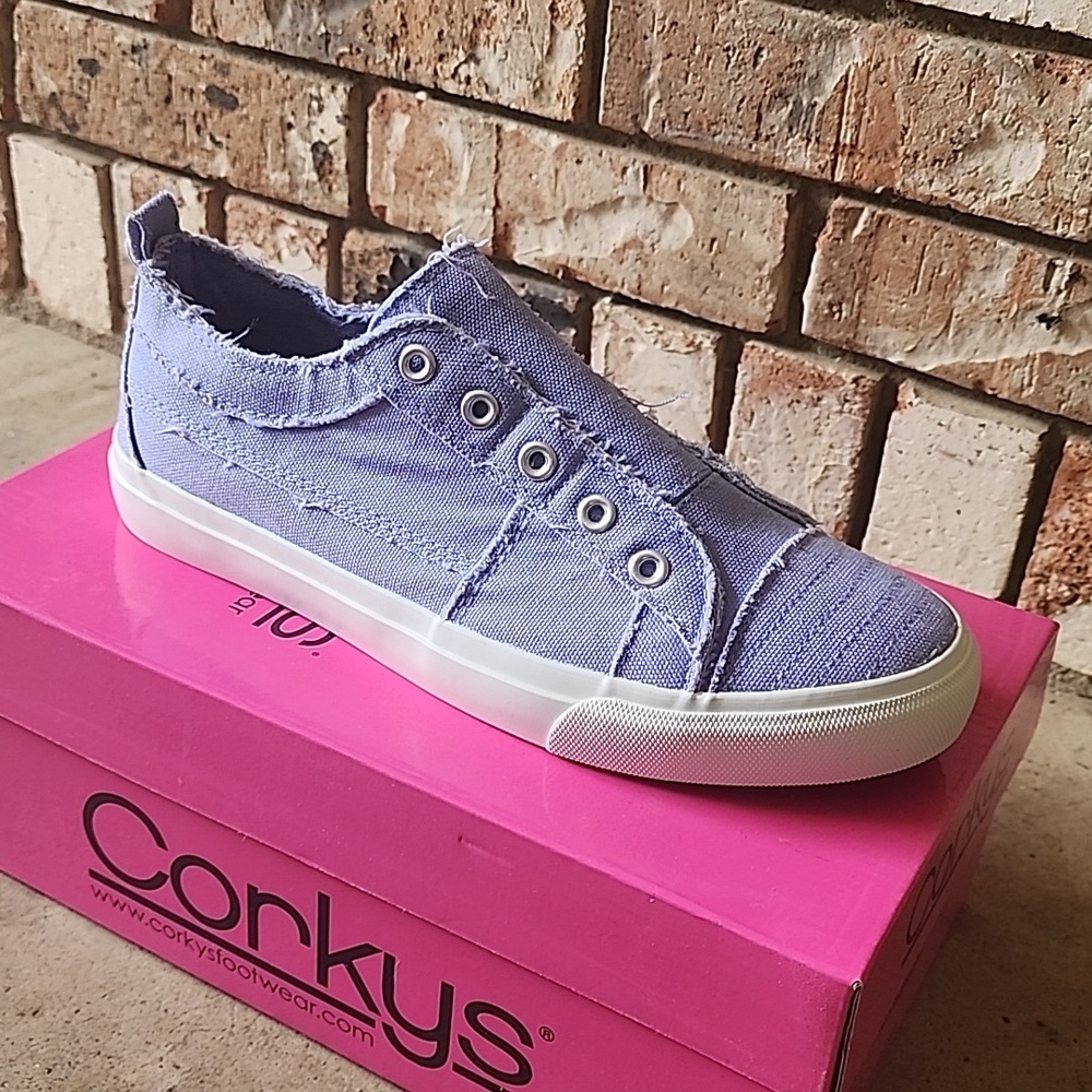 Corkys, Womens Size 8 purple slip on tennis shoes